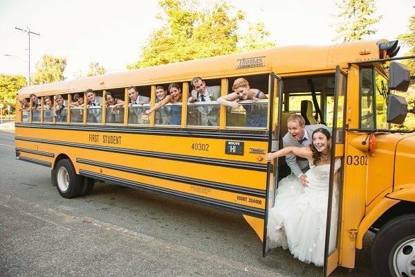 school bus for wedding event